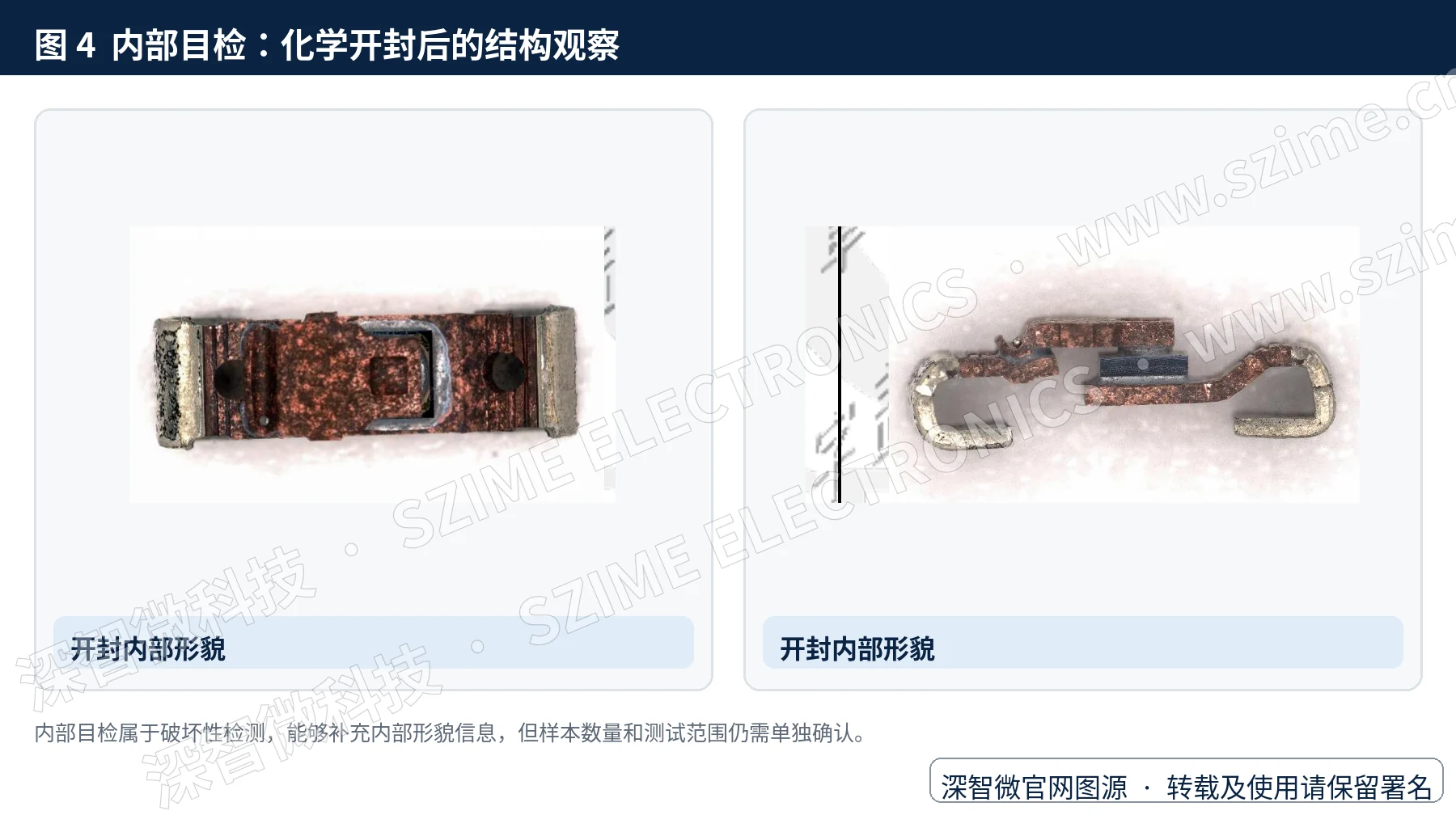 NRVBA160T3G 化学开封后的内部形貌图例